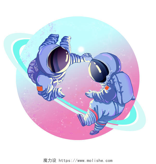 宇航员飞行空间站外太空星际探索航空航天科学卡通航天日插画